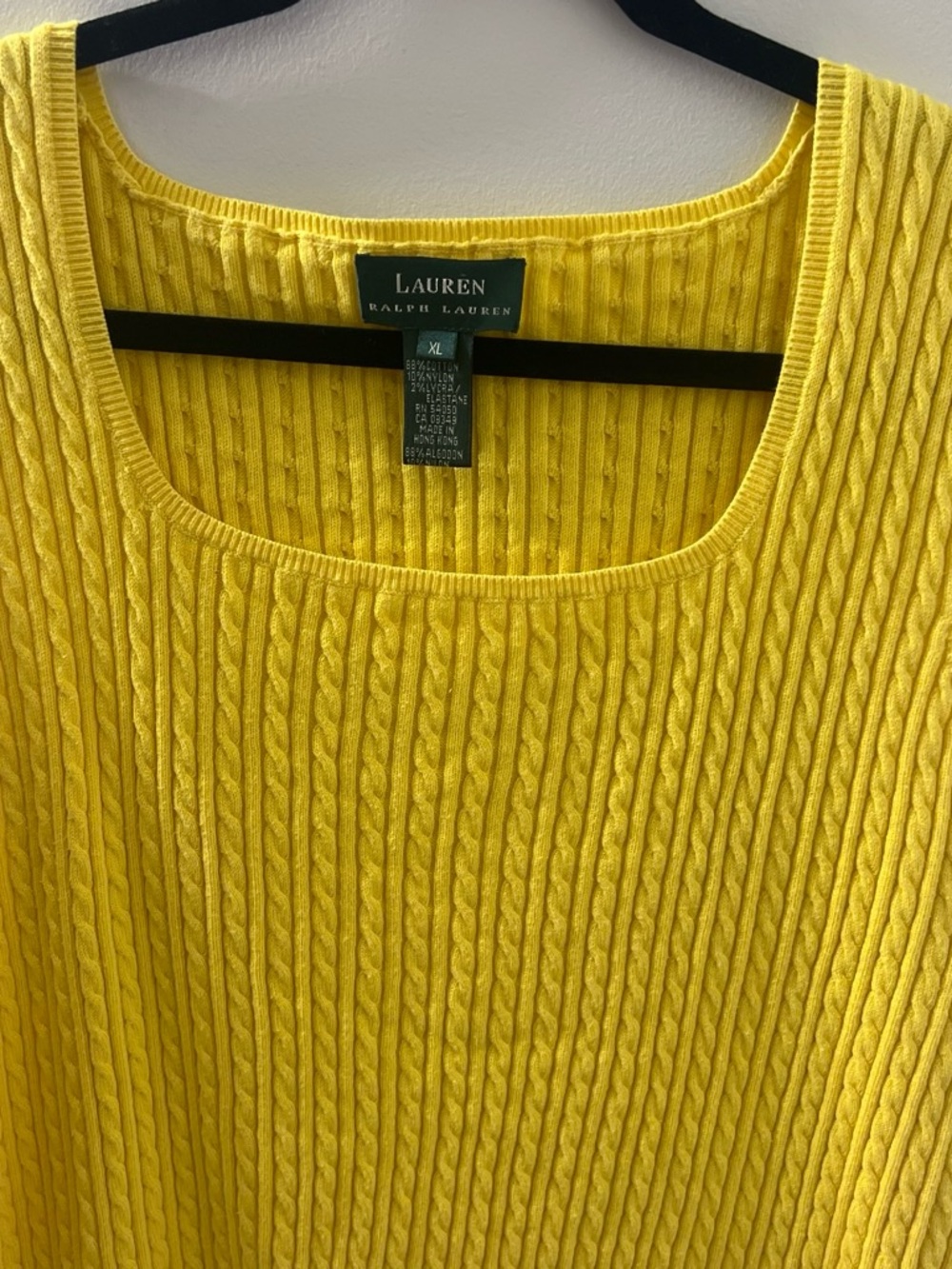 Ralph Lauren Bright Yellow Scoop Neck Cable Knit Sweater
